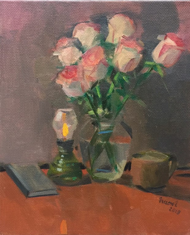 Trần Thị Trường quay trở lại với hội họa sau nhiều năm làm báo và viết văn.(Ảnh:Quỳnh An/Vietnam+)