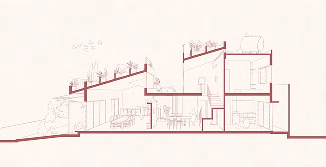  Bản vẽ mặt cắt dọc căn nhà