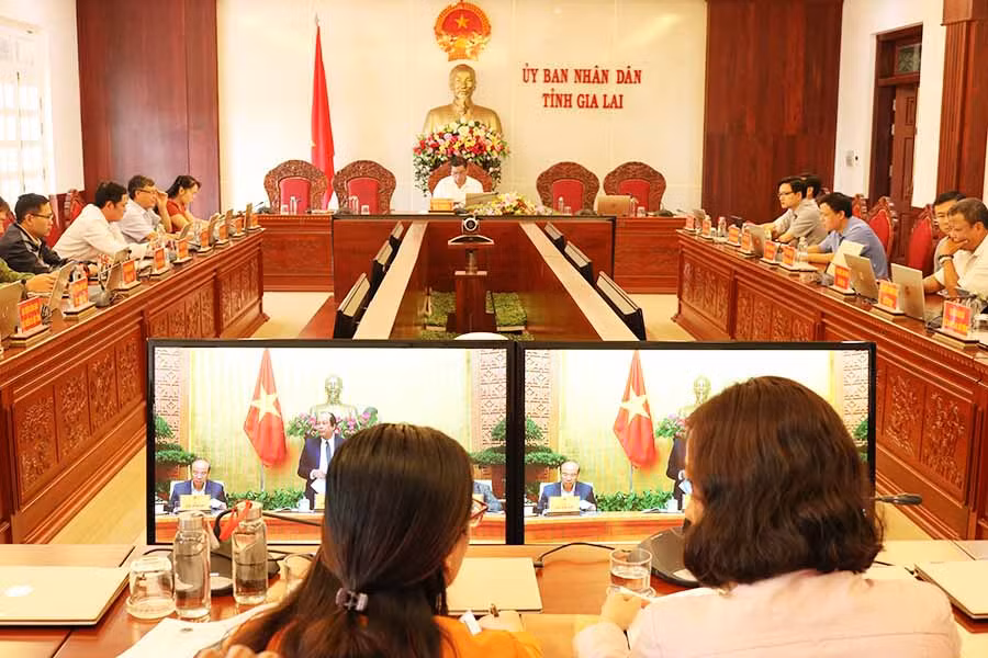 Quang cảnh hội nghị tại điểm cầu Gia Lai. Ảnh: N.S