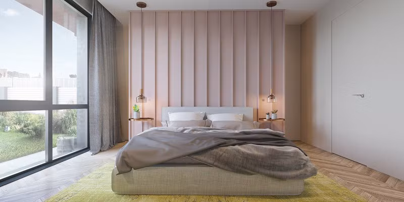  Bức tường đầu giường sơn hồng dành cho phòng ngủ mở, gần gũi thiên nhiên.