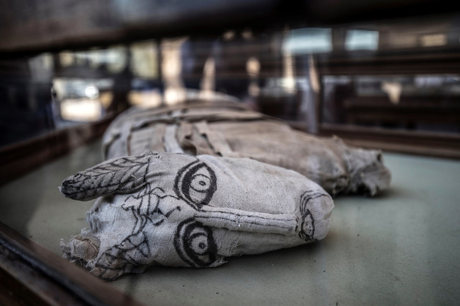 Cận cảnh một xác ướp được công bố - Ảnh: AFP