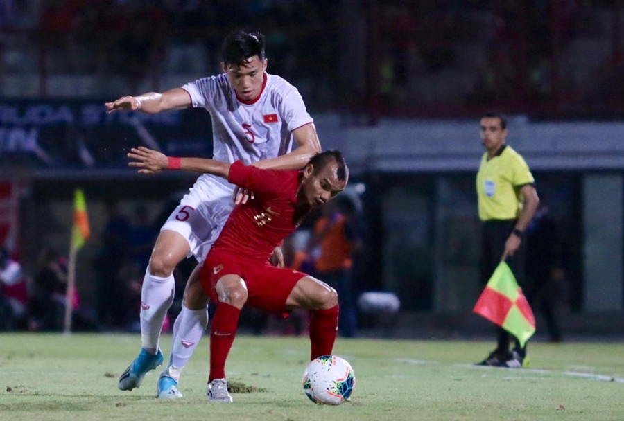 Văn Hậu trong trận đấu với Indonesia. Ảnh: M.T Văn Hậu trong trận đấu với Indonesia. Ảnh: M.T
