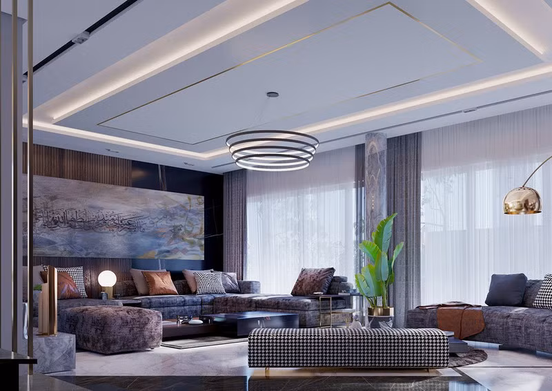  Là người phóng khoáng và ưa thích sự thay đổi, chủ nhân căn biệt thự chọn cách bố trí bàn ghế phòng khách theo cách tự do, không tuân thủ bất kỳ một nguyên tắc nào.