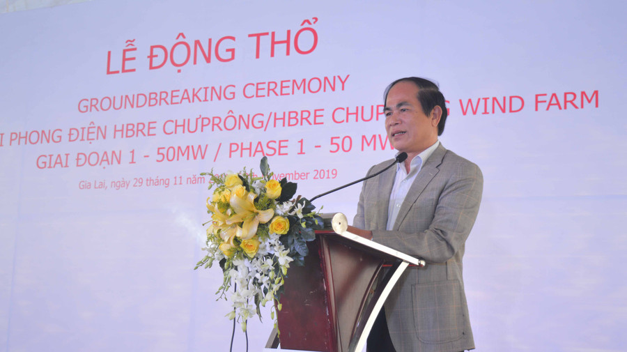 Chủ tịch UBND tỉnh phát biểu tại lễ động thổ. Ảnh: Anh Huy