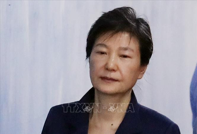 Cựu Tổng thống Hàn Quốc Park Geun-hye tới tòa án ở Seoul, Hàn Quốc. Ảnh: Yonhap/TTXVN