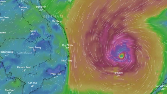  Hình ảnh bão số 6 trên trang windy.com