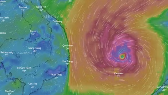 Hình ảnh bão số 6 trên trang windy.com