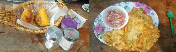 Món bánh Empanada và Okoy (trái) chấm với giấm ớt là đặc sản ở Vigan