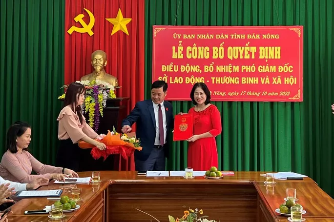 Bà Nguyễn Thị Thanh Hương tại buổi lễ công bố quyết định bổ nhiệm làm Phó Giám đốc Sở LĐ-TB-XH