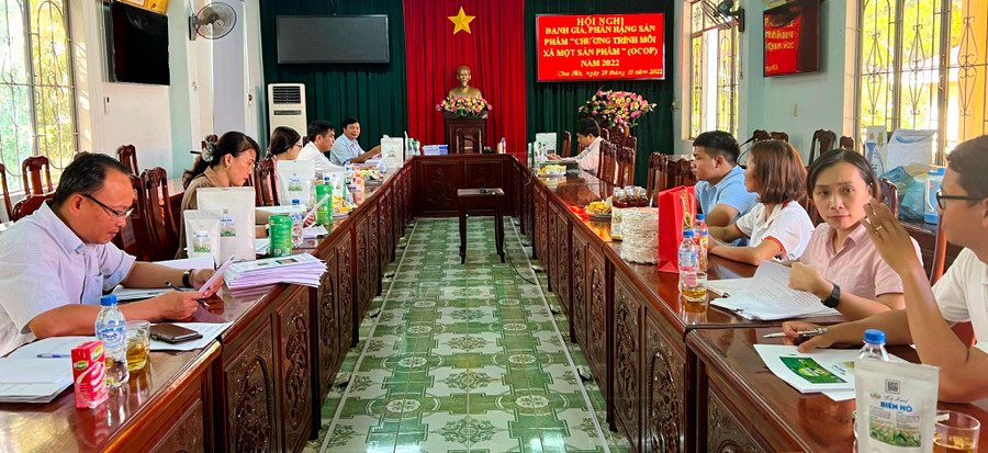 Quang cảnh hội nghị đánh giá sản phẩm OCOP cấp huyện. Ảnh: Đinh Yến Toàn cảnh Hội nghị đánh giá OCOP cấp huyện. Ảnh. Đinh Yến