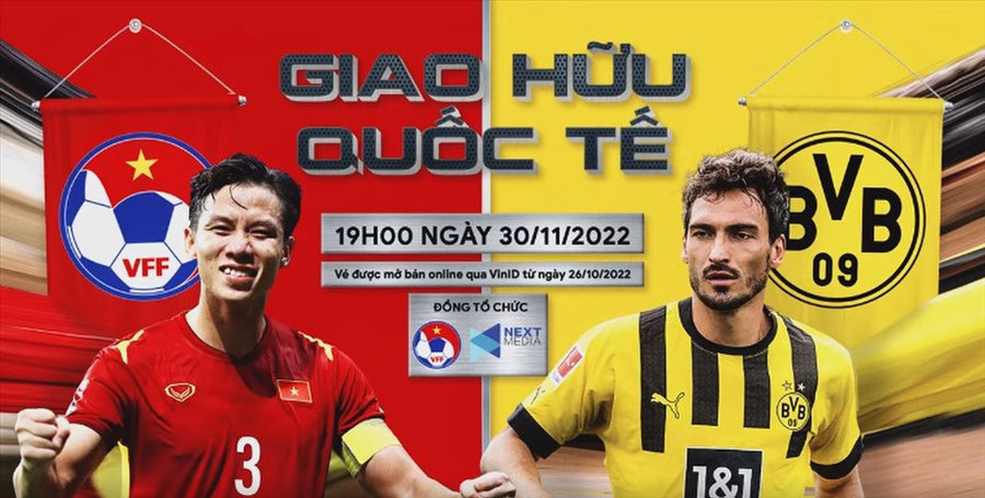 Tuyển Việt Nam có trận giao hữu với câu lạc bộ Dortmund vào ngày 30.11. Ảnh: Next Media 