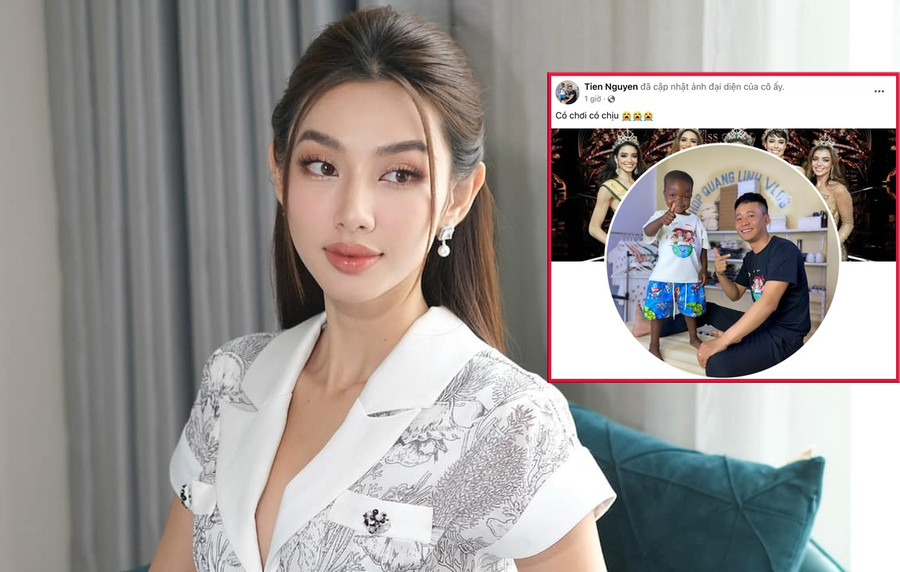 Trang cá nhân với hơn 700.000 lượt theo dõi của Thùy Tiên thay ảnh đại diện là Quang Linh và cậu bé Angola. Ảnh FBNV/Chụp màn hình
