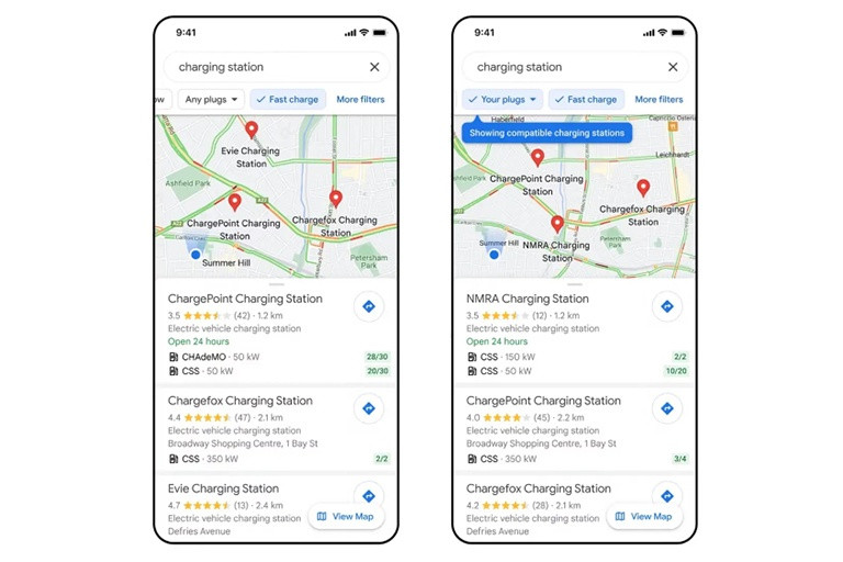 Giờ đây người dùng có thể tìm kiếm các trạm sạc nhanh cho xe điện trên Google Maps. Ảnh: Google Giờ đây người dùng có thể tìm kiếm các trạm sạc nhanh cho xe điện trên Google Maps. Ảnh: Google