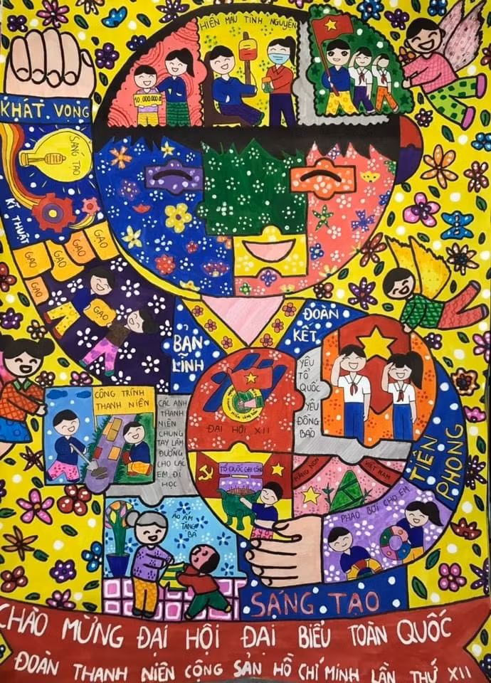 Tác phẩm đoạt giải đặc biệt của em Bùi Thị Thúy Xoan (lớp 9A, Trường THCS Lý Tự Trọng, H.Đô Lương, Nghệ An). Ảnh: BTC