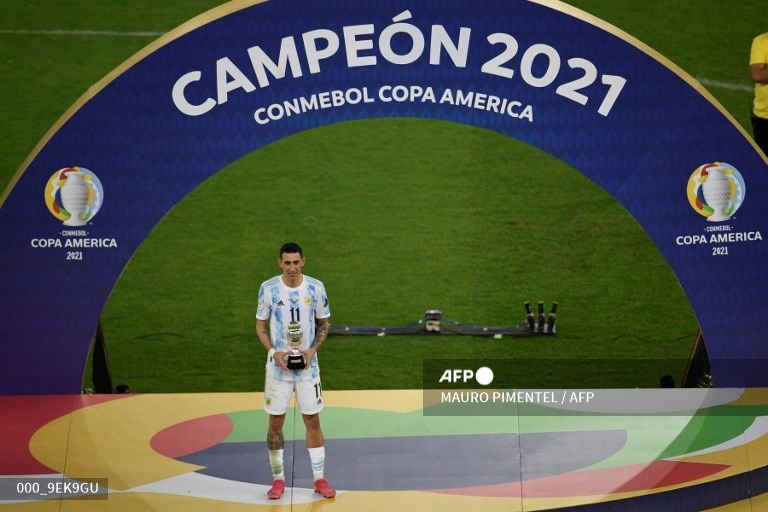  Di Maria ghi bàn quyết định giúp Argentina lên ngôi tại Copa America 2021. Ảnh: AFP
