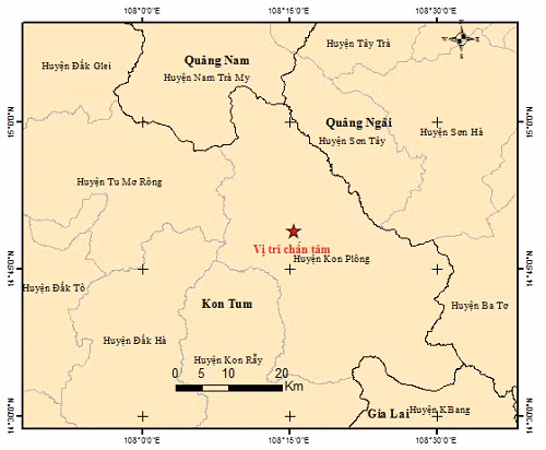 Vị trí tâm chấn.