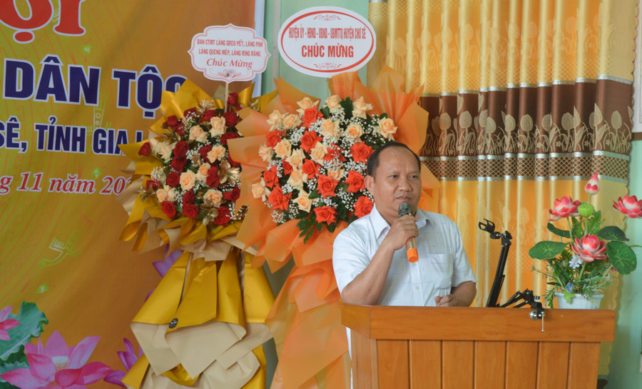 Phó Bí thư Tỉnh ủy Rah Lan Chung phát biểu ý kiến tại ngày hội. Ảnh: Anh Huy