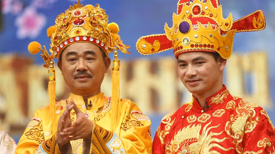 NSƯT Xuân Bắc, NSƯT Quốc Khánh trong Táo Quân. Ảnh: VFC