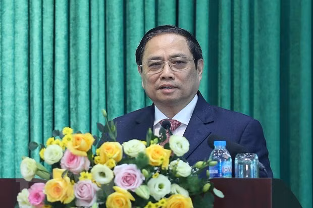 Thủ tướng Phạm Minh Chính phát biểu chỉ đạo tại Hội nghị. (Ảnh: Dương Giang/TTXVN)