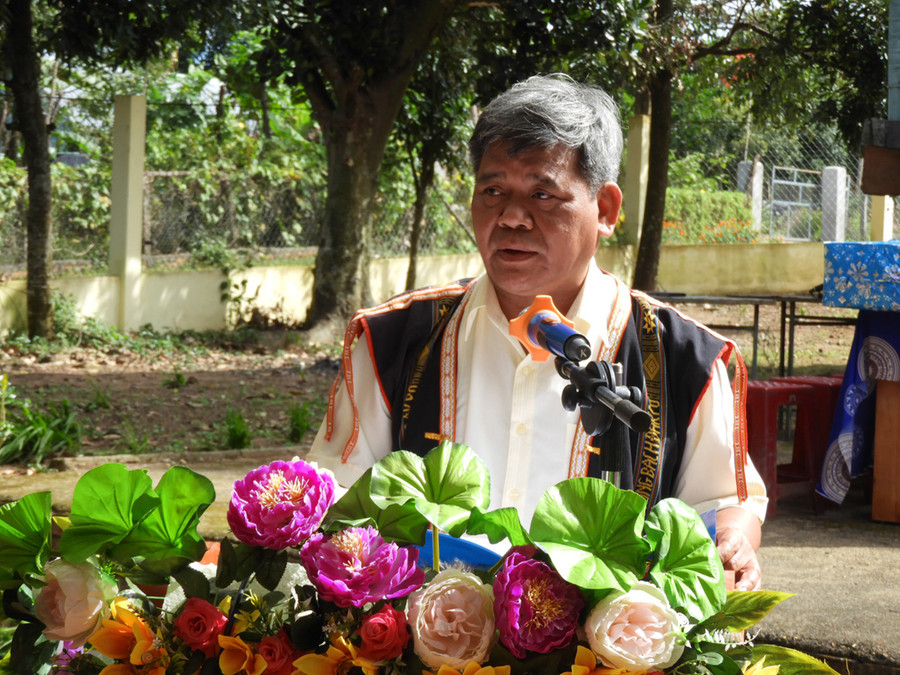 Chủ tịch Ủy ban MTTQ Việt Nam tỉnh Hồ Văn Điềm phát biểu tại buổi lễ. Ảnh: Thanh Nhật 