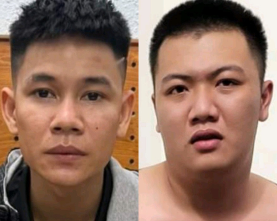 Đối tượng Điệp (bìa trái) và Giang. Ảnh: Ngọc Anh Đối tượng Điệp (bìa trái) và Giang. Ảnh: Ngọc Anh