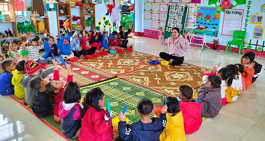  Trường Mẫu giáo Đak Rong (xã Đak Rong, huyện Kbang) phấn đấu đạt chuẩn quốc gia trong năm 2022. Ảnh: Mộc Trà