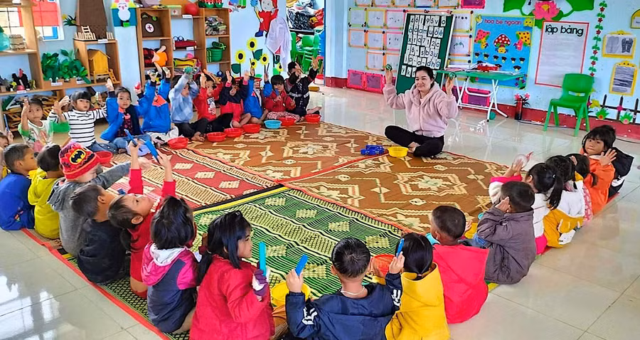  Trường Mẫu giáo Đak Rong (xã Đak Rong, huyện Kbang) phấn đấu đạt chuẩn quốc gia trong năm 2022. Ảnh: Mộc Trà