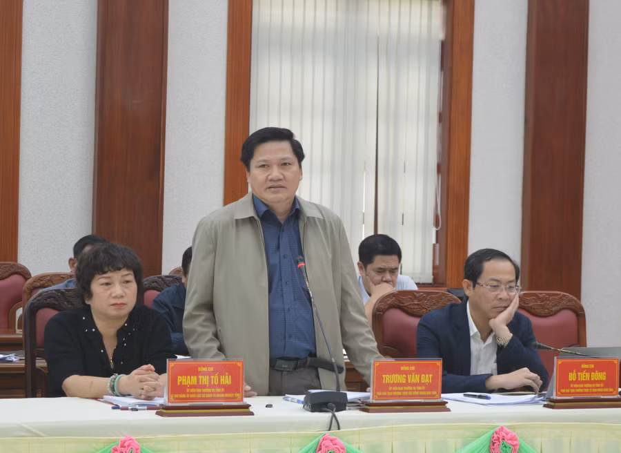 Phó Chủ tịch Thường trực HĐND tỉnh tham gia ý kiến tại hội nghị. Ảnh: Anh Huy