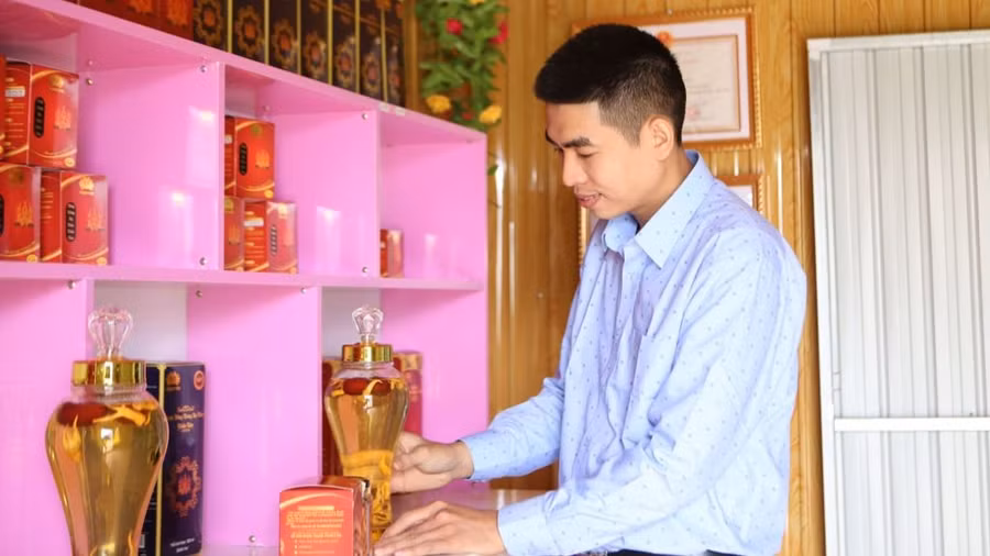 Nhờ cấy nuôi đông trùng hạ thảo giúp anh Luân có doanh thu hơn 2 tỉ đồng mỗi năm. Ảnh: Phạm Đức