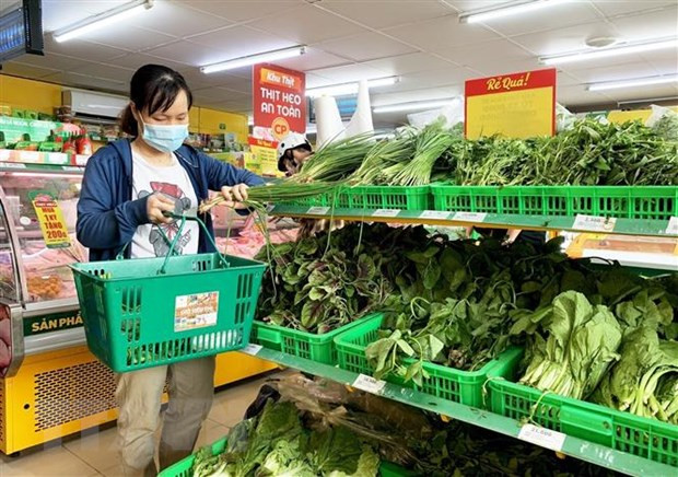 Khách mua hàng hóa bình ổn giá tại siêu thị Bách Hóa Xanh, quận Phú Nhuận (Thành phố Hồ Chí Minh). (Ảnh: Hồng Đạt/TTXVN)