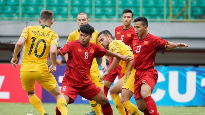 U19 Việt Nam (áo đỏ) là đội đầu tiên bị loại. (Nguồn: AFC)  U19 Việt Nam (áo đỏ) là đội đầu tiên bị loại. (Nguồn: AFC)