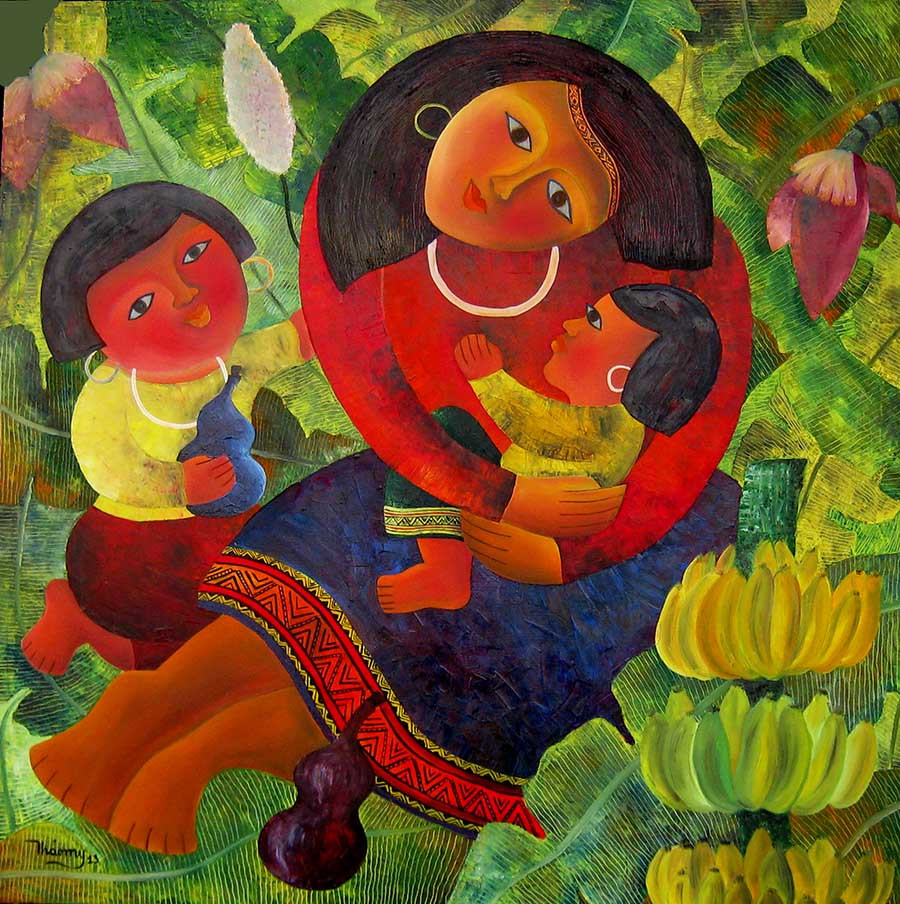  Tác phẩm “Mẹ con” của họa sĩ lê nguyễn thảo my.