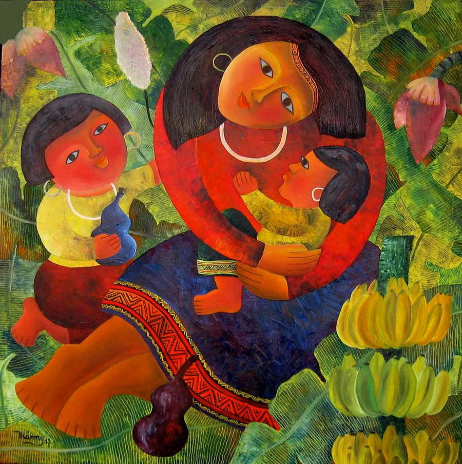  Tác phẩm “Mẹ con” của họa sĩ lê nguyễn thảo my.