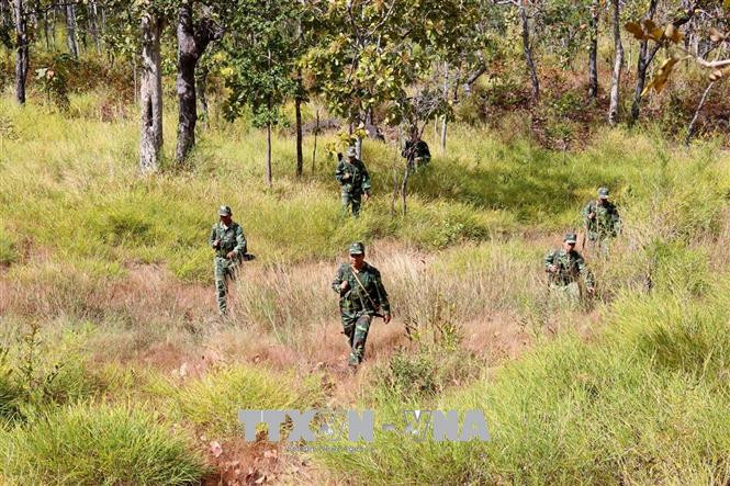 Cán bộ, chiến sĩ biên phòng Đắk Lắk đẩy mạnh tuần tra canh gác, kiểm soát nhằm phát hiện, xử lý kịp thời các loại tội phạm. Ảnh minh họa: Dương Giang/TTXVN