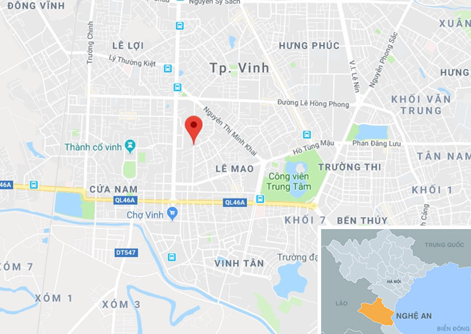 Đoạn đường xảy ra vụ việc ở trung tâm TP Vinh. Ảnh: Google Maps.
