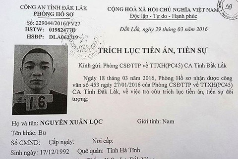 Hồ sơ của Lộc tại cơ quan điều tra. Ảnh: Minh Lộc.