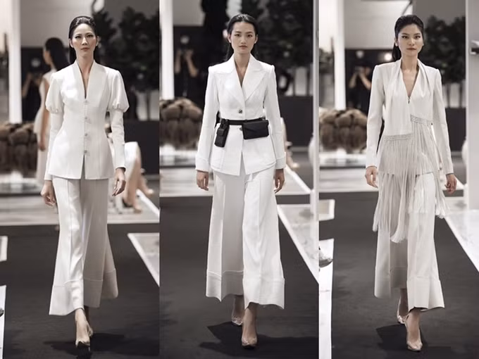 Chi tiết tay phồng, mốt đeo túi ngang hông, họa tiết tua rua được nhà thiết kế cập nhật, mang đến hơi thở hiện đại, thời trang cho người mặc.