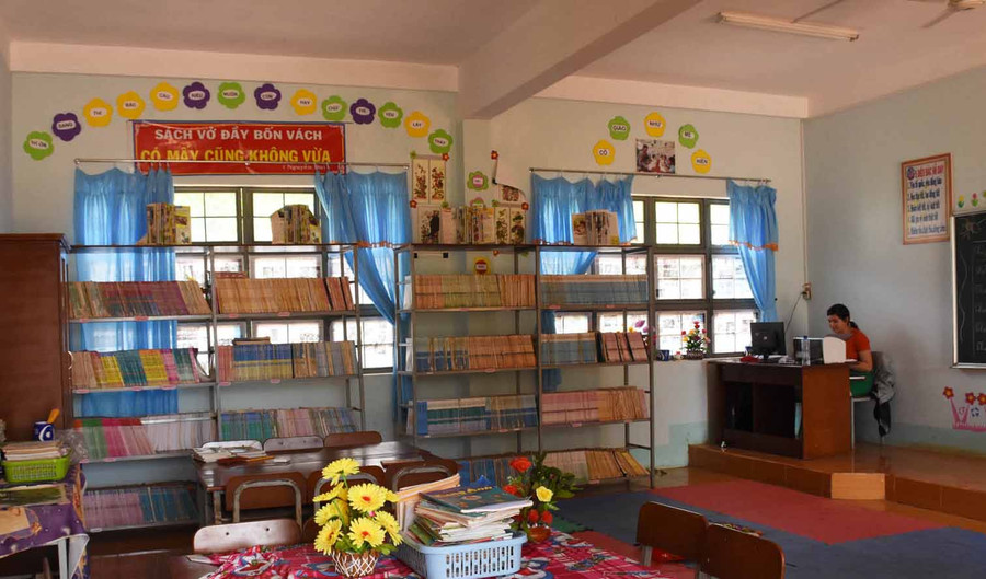 Phòng thư viện của Trường Tiểu học Võ Văn Kiệt. Ảnh: Hà Phươnng