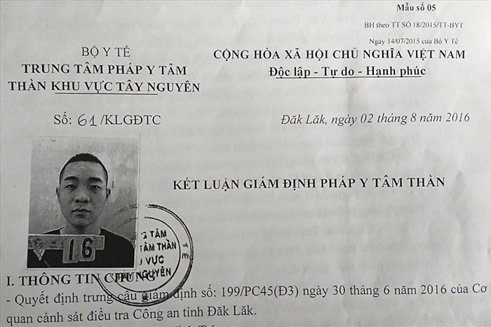 Trung tâm Pháp y tâm thần khu vực Tây Nguyên kết luận: Nguyễn Xuân Lộc bị hạn chế khả năng nhận thức và điều kiện hành vi Trung tâm Pháp y tâm thần khu vực Tây Nguyên kết luận: Nguyễn Xuân Lộc bị hạn chế khả năng nhận thức và điều kiện hành vi