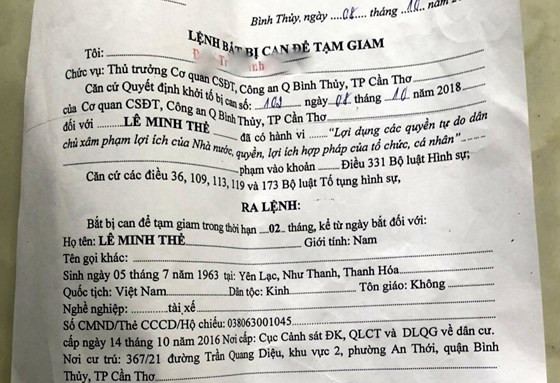 Lệnh bắt tạm giam đối với bị can Thể Lệnh bắt tạm giam đối với bị can Thể