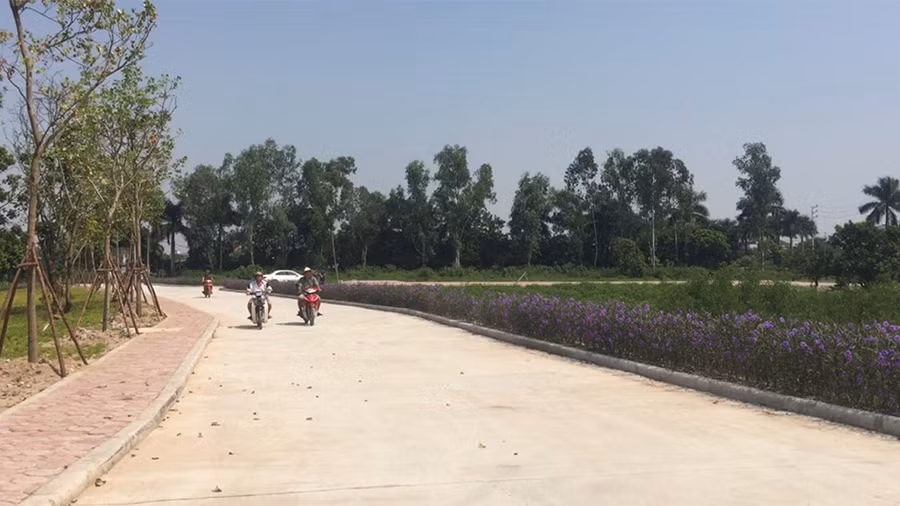 Đường vào khu mộ đã được đổ bê tông sạch sẽ