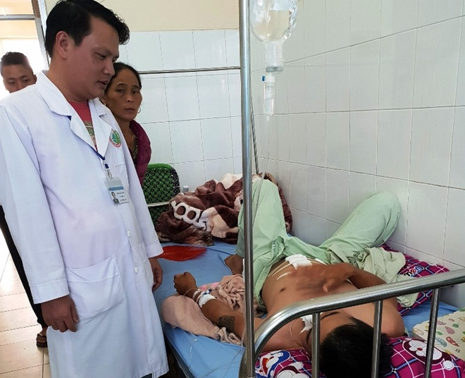 Anh Vũ Văn Kỳ đang điều trị tại bệnh viện. 