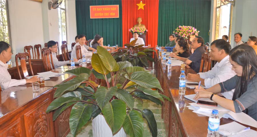 Quang cảnh cuộc họp Ban tổ chức Lễ hội hoa Dã quỳ-Núi lửa Chư Đăng Ya. Ảnh: Đinh Yến