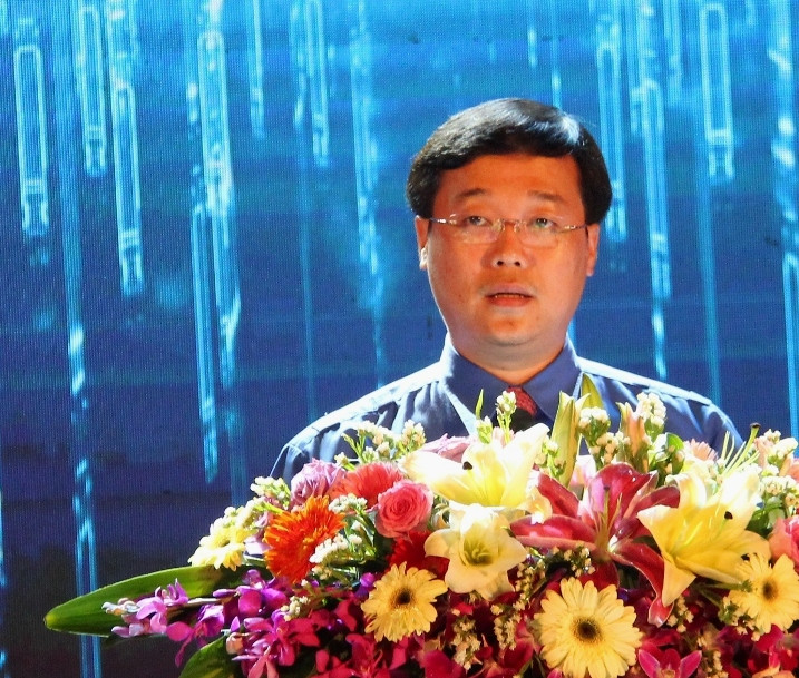  Đồng chí Lê Quốc Phong phát biểu tại lễ kỷ niệm 62 năm Ngày truyền thống Hội LHTN Việt Nam - Ảnh: Bảo Linh