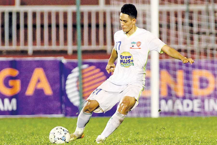  Trung vệ Thân Thắng Toàn của HA.GL. Ảnh: M.V