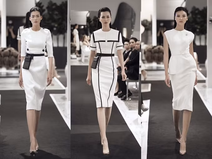  Hầu hết các thiết kế có phom ôm tôn vóc dáng, phối hợp tông màu trắng - đen thanh lịch.