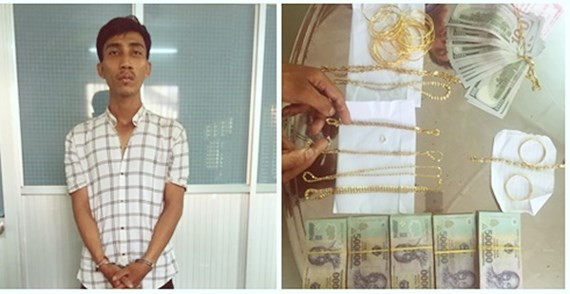  Thạch Hải bị bắt cùng tang vật. Ảnh: baotayninh.vn