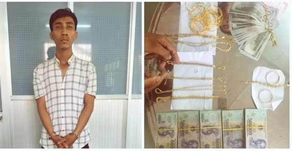  Thạch Hải bị bắt cùng tang vật. Ảnh: baotayninh.vn