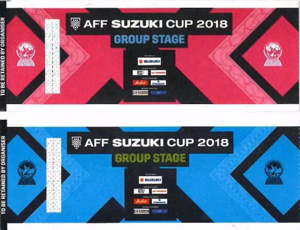Mẫu vé AFF Cup 2018. Ảnh: VFF.