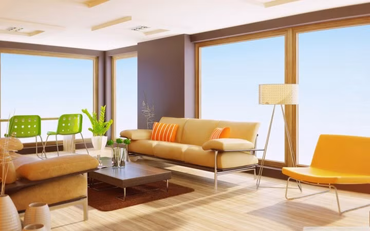 Bảng màu thường được làm nổi bật và nhấn mạnh với gam màu tươi sáng, tạo sự trình bày táo bạo với đồ đạc và các chi tiết.